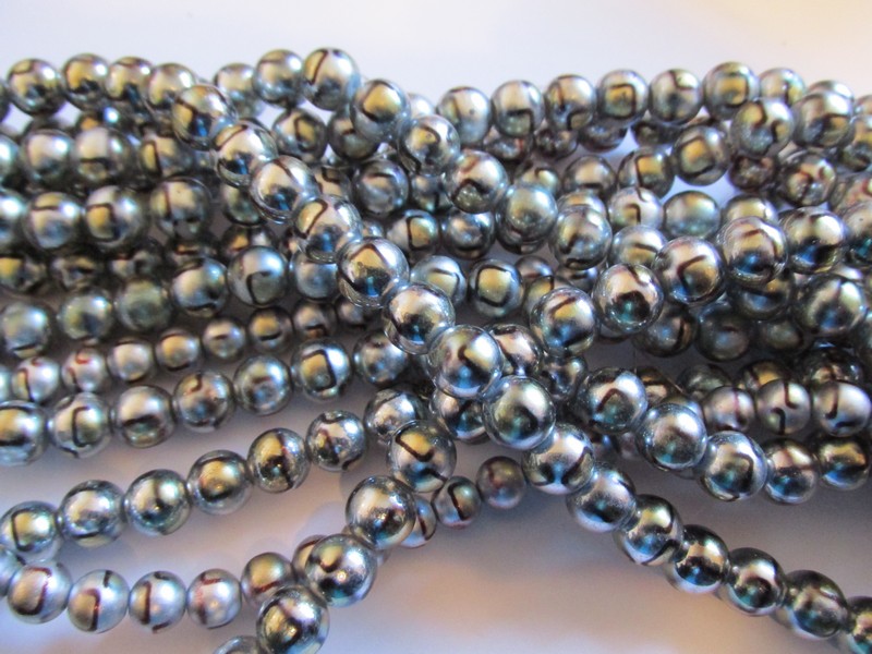 (image for) Silver, bronze, black glass pearls #1497